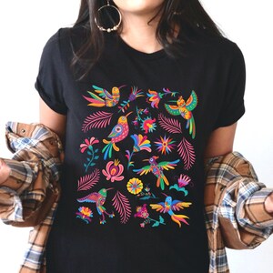 Colorful Mexican Birds TShirt, Otomi Style Bird Shirt, Vintage Floral Tee, Visit Mexico Shirt, Mexican Latina Gift, Cabrona Pero Cute Tee image 6