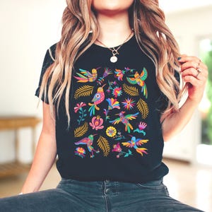 Colorful Mexican Birds TShirt, Otomi Style Bird Shirt, Vintage Floral Tee, Visit Mexico Shirt, Mexican Latina Gift, Cabrona Pero Cute Tee image 7
