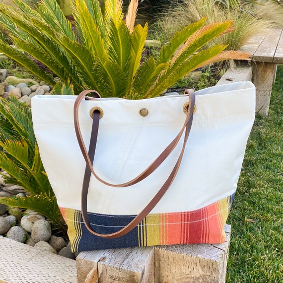 Luff Canyon.Elegant gerecycled zeildoek damestas. Handgemaakt met lederen accenten en dubbel gevoerd marine canvas Etsy Belgie