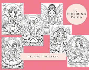 Lotus Fairy Coloring Page Bundle