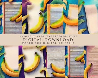 Banana Watercolor Stationery Paper Bundle