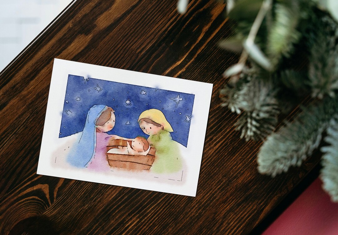 Set of Three Nativity Scene Christmas Cards Etsy
