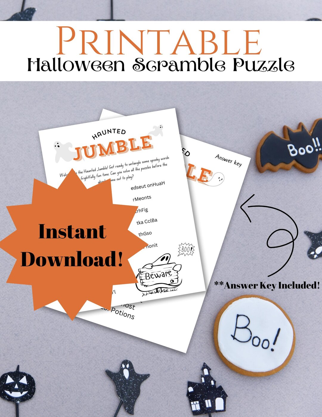 Halloween Word Scramble Puzzle: Fun Holiday Activity (printable PDF) - Etsy
