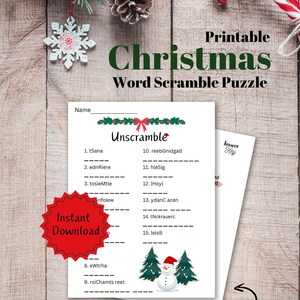 Christmas Word Unscramble | Fun Holiday Activity | Printable Christmas Word Game