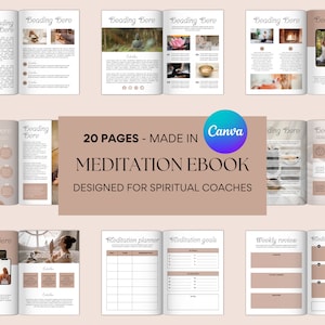 Meditation Ebook / Workbook / planner Canva Template for spiritual coaches, yoga teachers and manifestation and spirituality experts