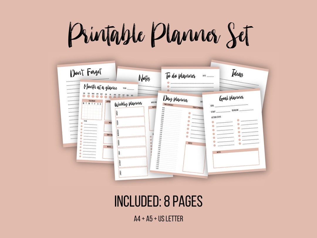 Undated Printable Planner BUNDLE - A4 + A5 + US Letter - Etsy