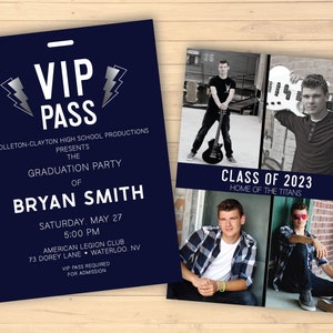 VIP Pass Graduation Invite | Music Graduation Announcement | 2023 Graduate | Photo Grad Party Invite | Event Pass Graduation Announcement