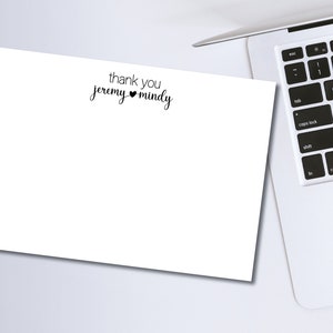 Couples Stationery | Personalized Stationery | Thank You Notes | Personalized Thank You Notes | Custom Stationery | Heart Names Notecard