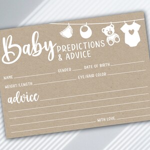 Carte de douche de bébé Kraft | Jeu de fête prénatale | Prédictions et conseils pour bébé | Carte Kraft | Téléchargement instantané | Jeu de fête prénatale ours Kraft