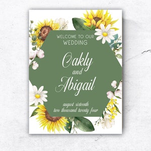 Sonnenblume Hochzeitsschild | Hochzeit Willkommensschild | Sonnenblume und Gänseblümchen Zeichen | Digitaler Download | Florales Event Schild | Blumenhochzeitsschild