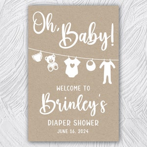 Oh Baby Sign | Baby Shower Sign | Welcome Sign | Kraft Baby Shower Sign | Diaper Shower Sign | Custom Welcome Sign | Digital Download