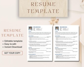 Szablon CV, Profesjonalny projekt CV, Czysty format CV, Aplikacja o pracę, Natychmiastowe pobieranie