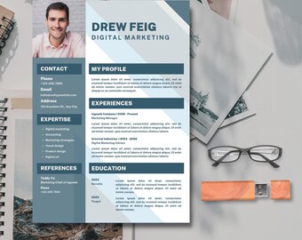 CV-sjabloon professionele digitale marketeer, CV-sjabloon marketing, sollicitatie, bewerkbaar CV, Instant Download