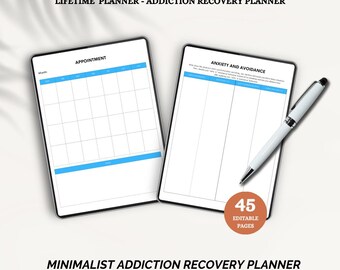 Addiction Recovery Planner, Sobriety Journal, Healing Tracker, Self-Care Organizer, Addiction Support