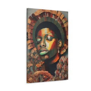 Melanated As The Sun on cotton canvas, Beautiful Black Wall Art, African American Woman, Vibrant Canvas Wall Art Paperlike Style