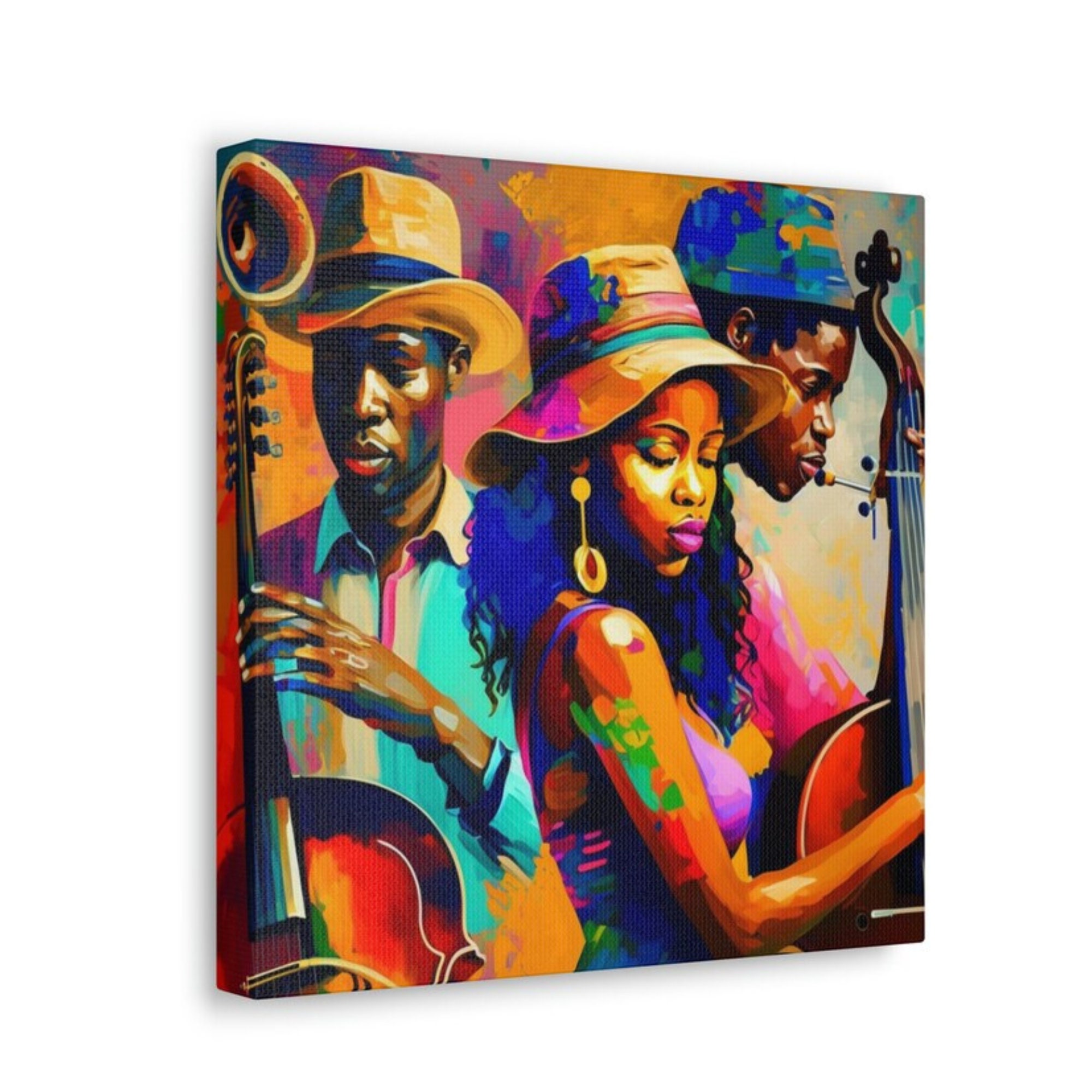 African American Jazz Trio Abstract on Textured Cotton Canvas - Etsy