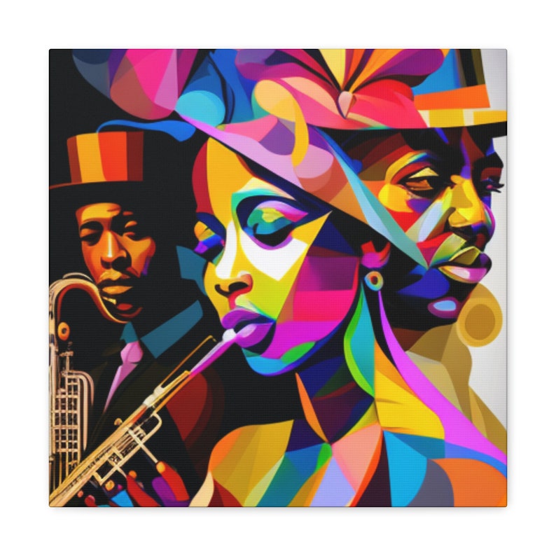 Abstract Black Music Trio Wall Art, African American Music Group