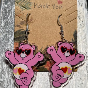 CareBears Acrylic Earrings | Throwback Earrings | Trendy | Vintage | 925 Sterling Silver |