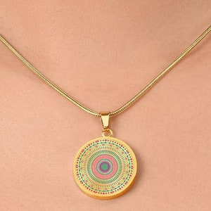 Mandala Circle Pendant Necklace: Custom Engraved Gift