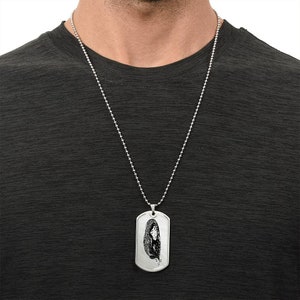 Graphic Dog Tag Pendant + Necklace - Woman in Scarf, Personalized Military Dog tag, Men Engraved Necklace, Personalized jewelry gift for him