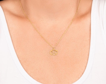 Cancer Zodiac Sign Necklace, Astrology Symbol Jewelry