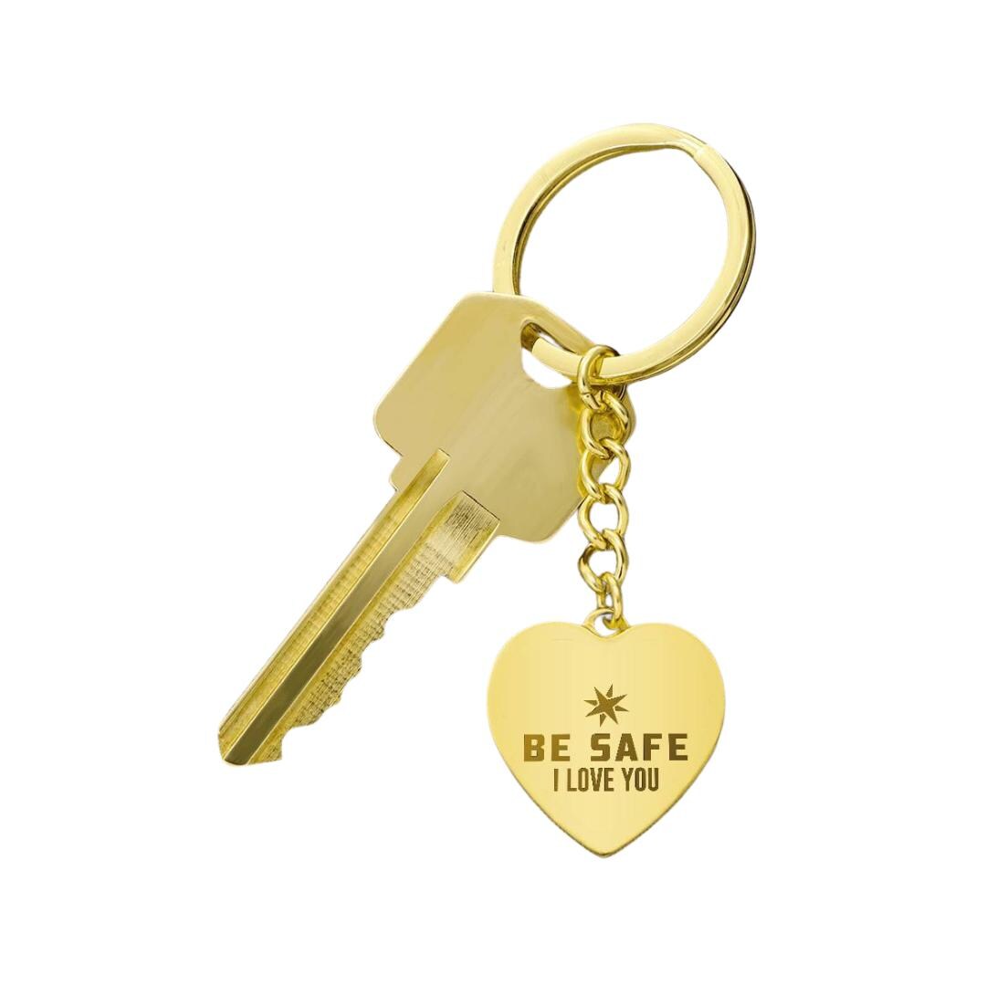 Engraved Heart Keychain - Be Safe I Love You - Etsy