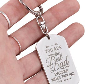 Llavero con placa de identificación grabada para perro: Eres el mejor papá.
