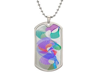 Graphic Dog Tag Pendant + Necklace - Abstract Colorful Painting