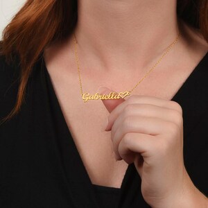 Name Necklace With Heart, Personalized Name Pendant, Love Name Necklace, Custom Name Jewelry, Mothers Day Gift, Valentine Gift for Her
