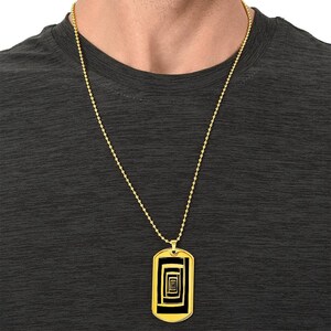 Graphic Dog Tag Pendant Necklace - Abstract Cyclone, Personalized Military Dog tag, Men Engraved Necklace, Personalized jewelry gift for him