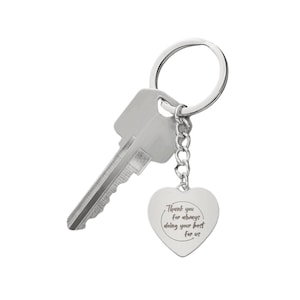 Engraved Heart Keychain - Thank You