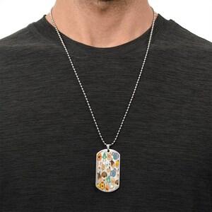 Graphic Dog Tag Pendant + Necklace - Animal Heads, Personalized Military Dog tag, Men Engraved Necklace, Personalized jewelry gift for him