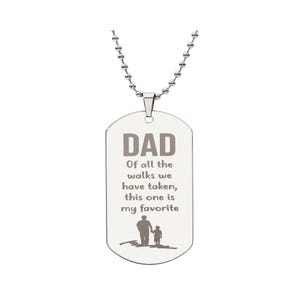 Engraved 'Dad' Stainless Steel Dog Tag Necklace: Military Style