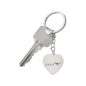 Engraved Heart Keychain - Mama Dinosaur With 4 Hatchlings
