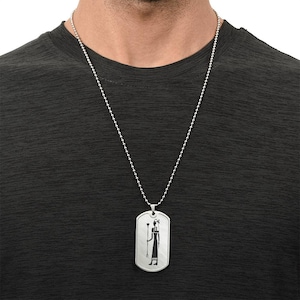 Graphic Dog Tag Pendant + Necklace - Egyptian Woman, Personalized Military Dog tag, Men Engraved Necklace, Personalized jewelry gift for him
