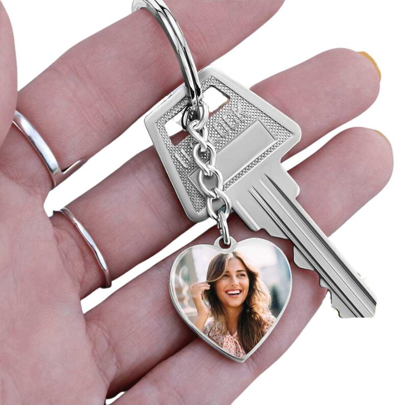Photo Heart Keychain, Picture Keychain, Personalized Engraved Gift - Etsy