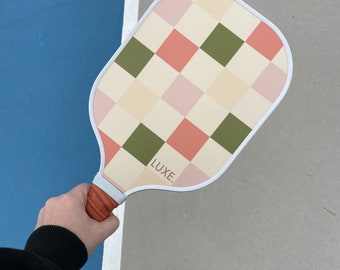 Green & Pink Checker Pickleball Paddle