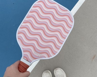 Pink And Purple Wavy Pickleball Paddle