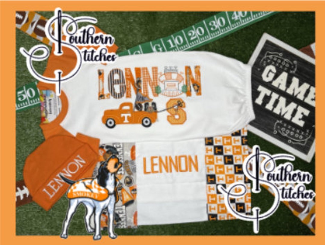Personalized Baby Boy/girl Gown Set. Tennessee Vols Personalized Gown