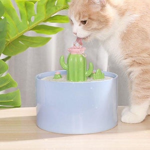 Large Ceramic Cat Water Fountain/Dog Water Fountain for Small Dogs Strong Filtration System Durable Upgraded Ultra-Quiet Pump USB Port 1.5L