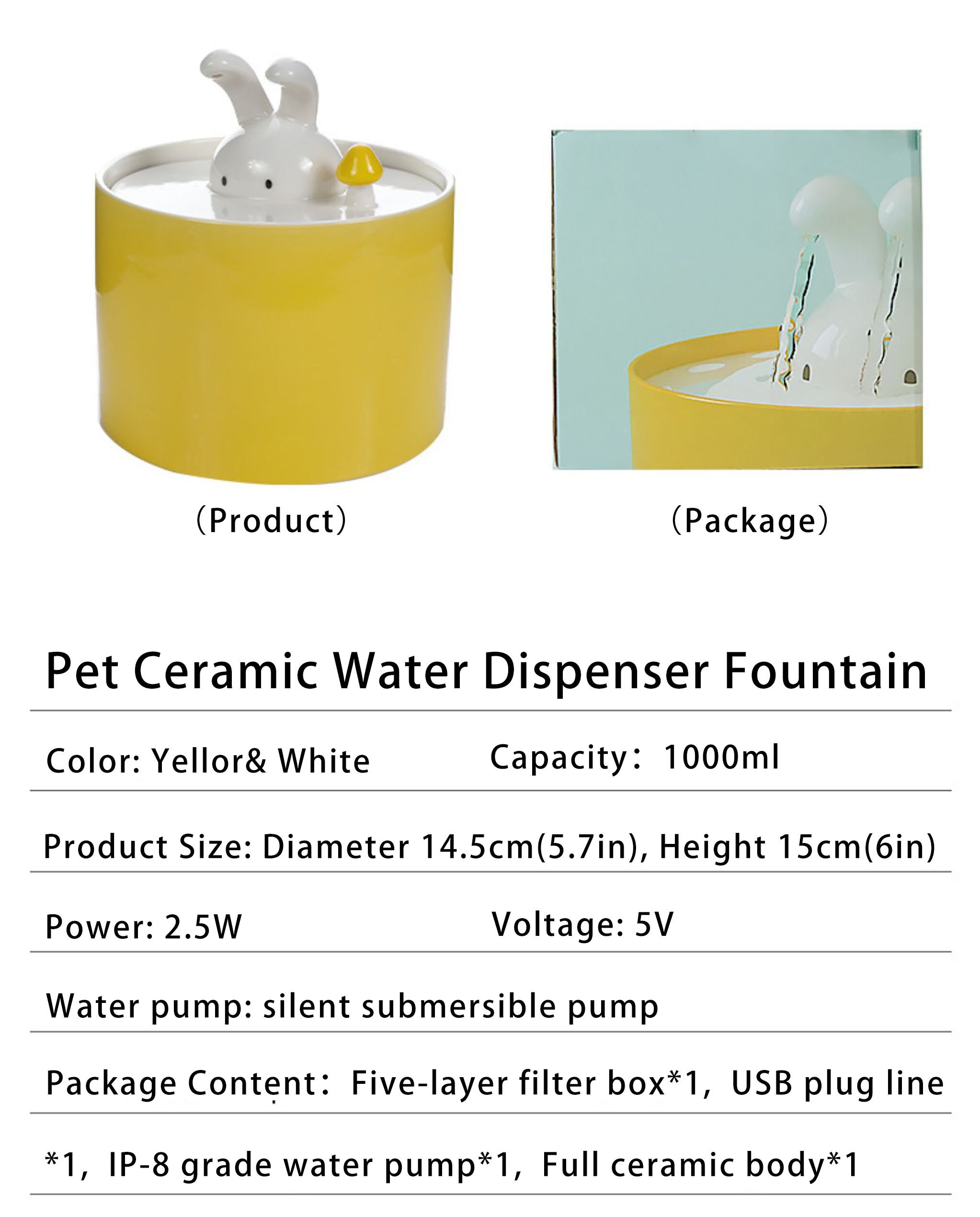 Cat Water Fountain Ceramic / Dog Water Fountain for Small Dogs Etsy