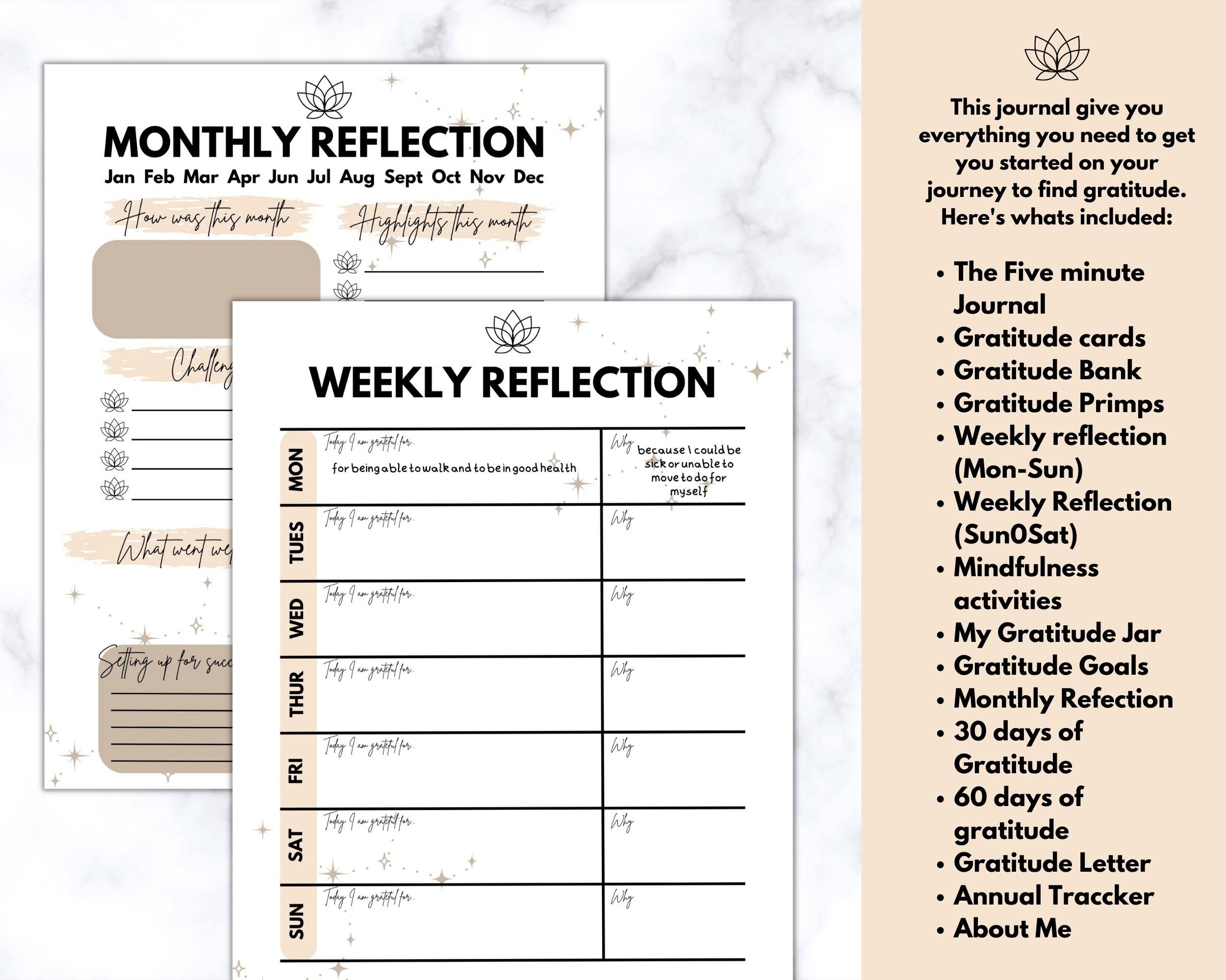 Gratitude Journal Printable Mindfulness Log Gratitude Template Self ...