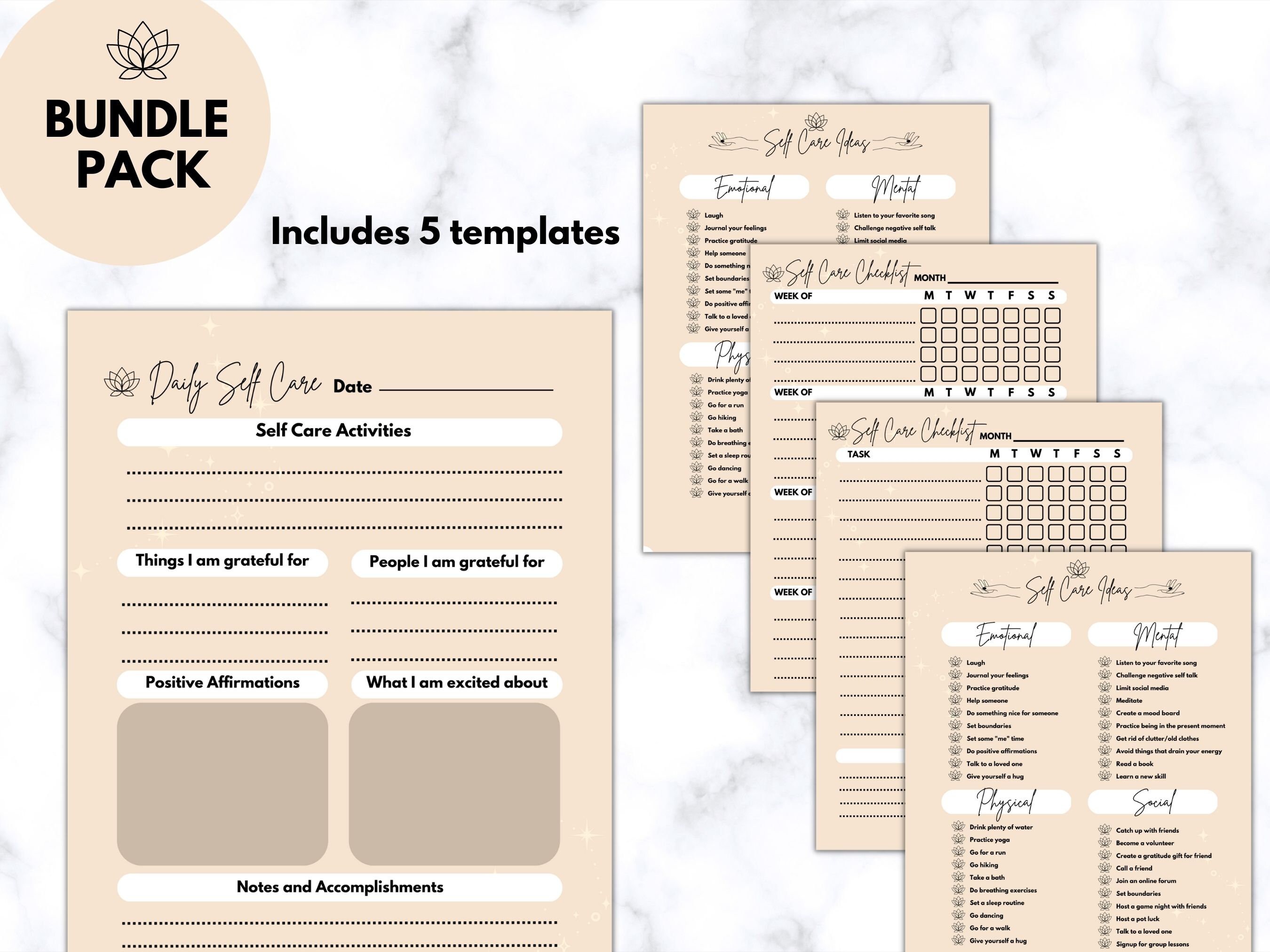 Self Care Planner | Checklist | Self Care Checklist Journal | Self ...