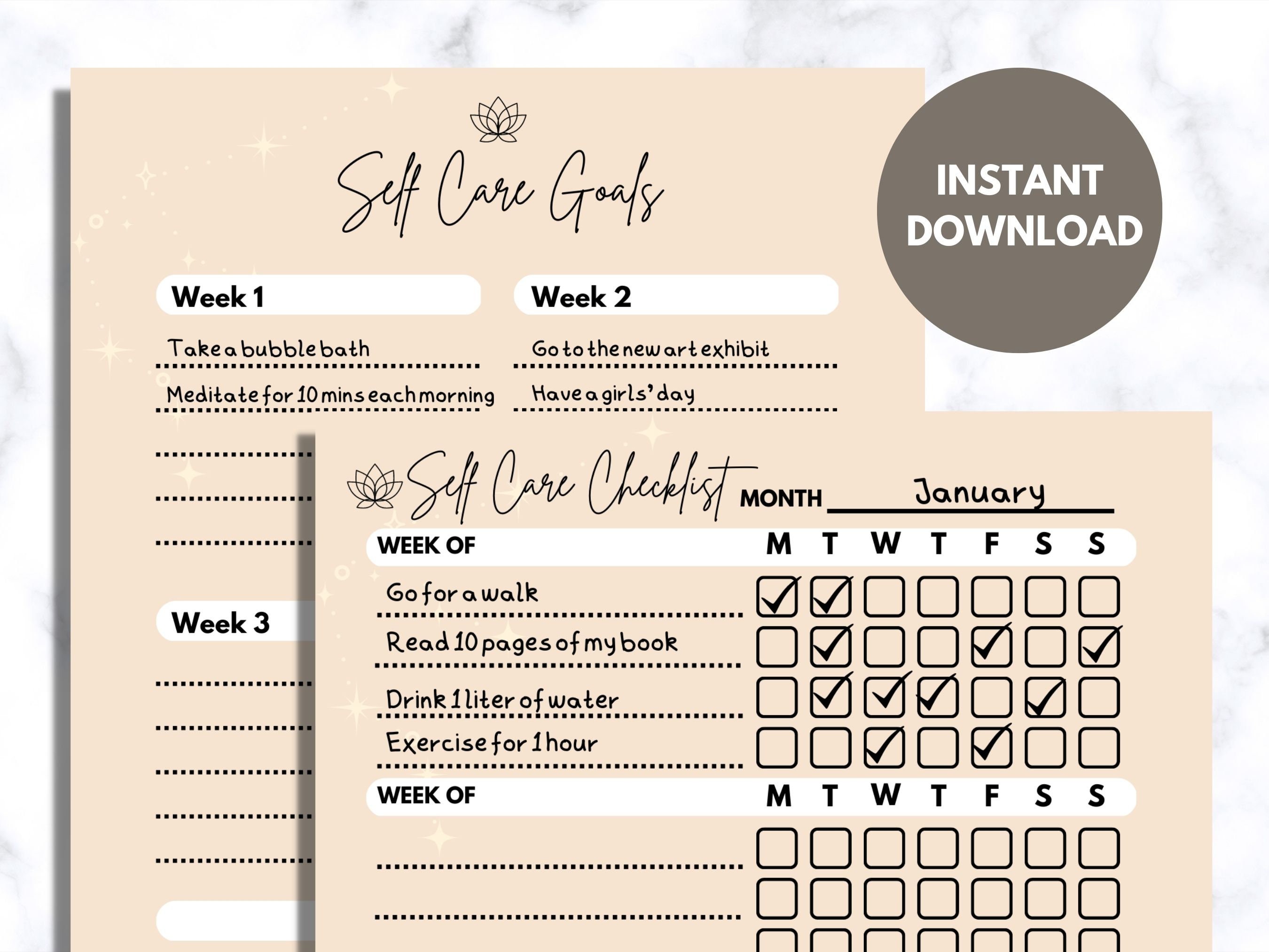 Self Care Planner | Checklist | Self Care Checklist Journal | Self ...