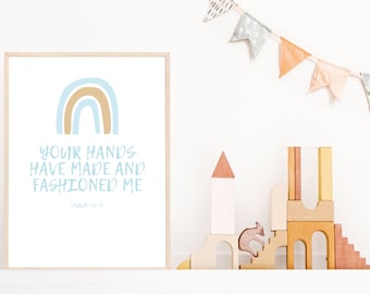 Psalm 119: 73, deine Hände haben mich gemacht, Kinderzimmer Bibelvers, Junge Kinderzimmer Schrift Wandkunst, Boho Christian Kinderzimmer Dekor, Baby Boy