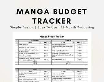 Seguimiento de presupuesto de manga de Google Sheets, hoja de cálculo de presupuesto de libros mensual, seguimiento de gastos anuales (color: gris)
