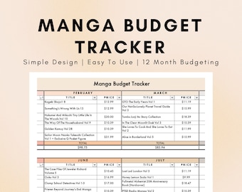 Rastreador de presupuesto de manga en Excel, hoja de cálculo de presupuesto de libros mensual, rastreador de gastos anuales (combinación de colores: hojas)