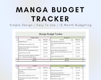 Seguimiento de presupuesto de Manga de Google Sheets, hoja de cálculo de presupuesto de libros mensual, seguimiento de gastos anuales (Colorway: Macaron)