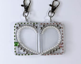 Juego de llaveros con dije de bolso de medio corazón