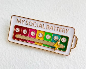 My Social Battery Enamel Mood Pin for Introverts and Extroverts Sliding Pin Gift under 10 Gift for Introverts Mood Tracker